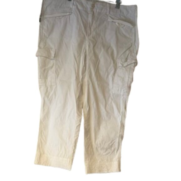 Caribbean Joe White Cargo Crop Pants - Size 12 - Picture 2 of 4